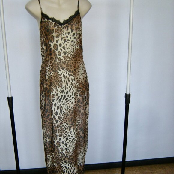 Prettylittlething NWT Size 4 Sexy Sheer Leopard Print Maxi Dress Bodycon Summer - Picture 1 of 8